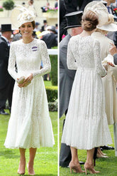 Vestido midi de encaje blanco de Kate Middleton